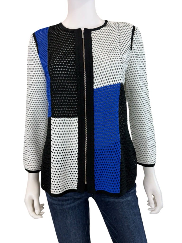Ming Wang Open Knit Color Block Jacket Size S J0867
